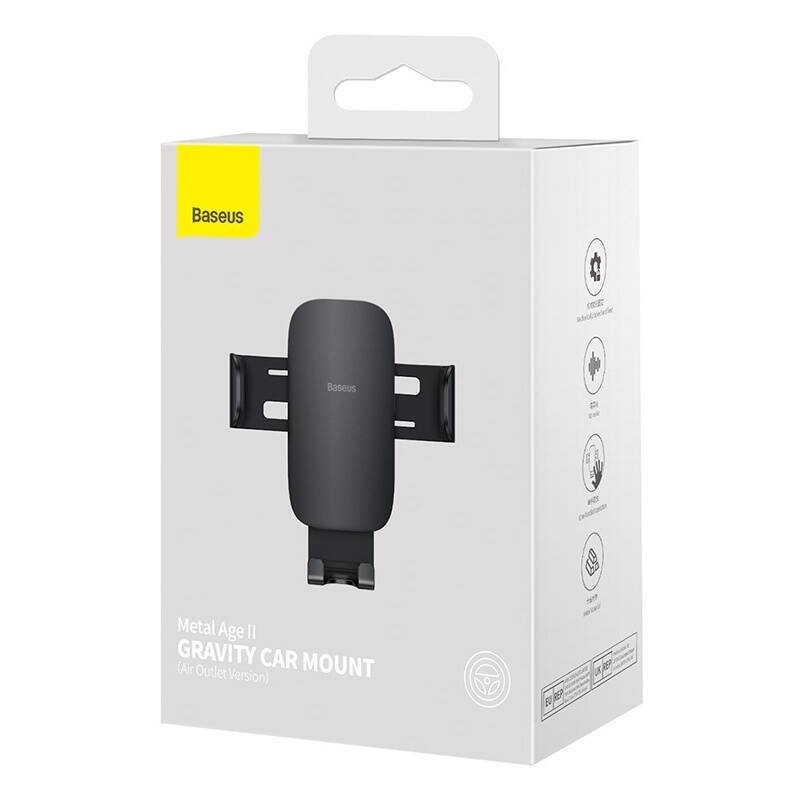 Baseus SUJS000001 Fém Age II. Gravitációs autós tartó (szellőzéshez) Fekete