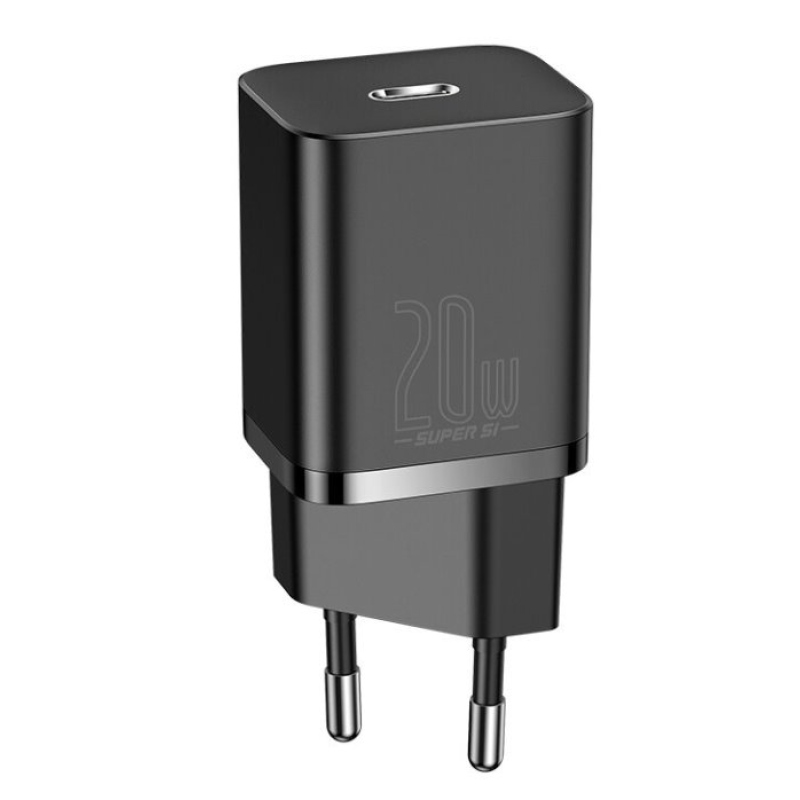 Baseus TZCCSUP-B01 Super Si gyorstöltő USB-C 20W + Simple Wisdom adatkábel USB-C és iP 1m között Fekete