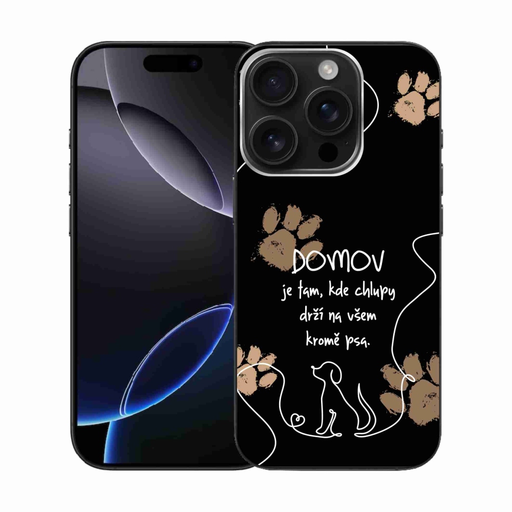 Zselés borítás mmCase iPhone 16 Pro készülékhez - kutya motívum fekete háttér