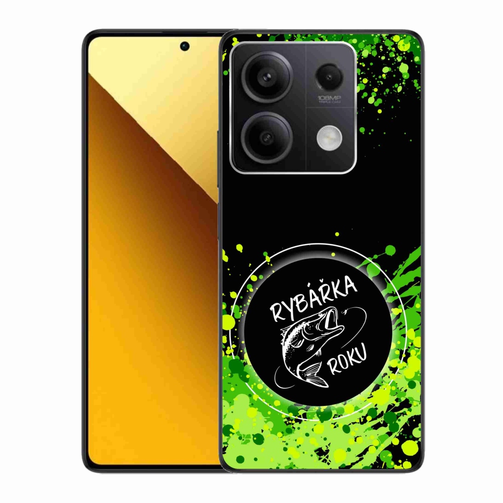 Gél borító mmCase a Xiaomi Redmi Note 13 5G-hez - az év horgásza fekete háttérrel