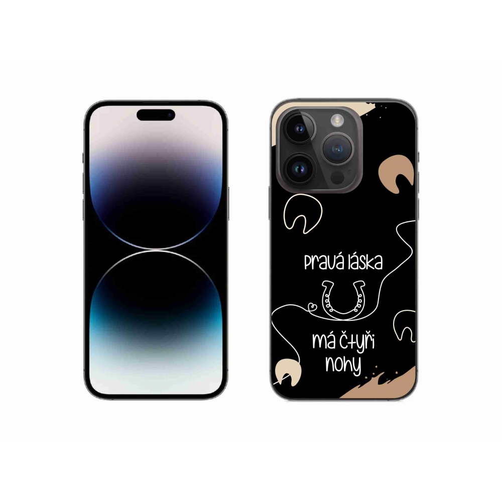 Gél borítás mmCase iPhone 14 Pro 6.1 készülékhez - Ló motívum fekete háttér