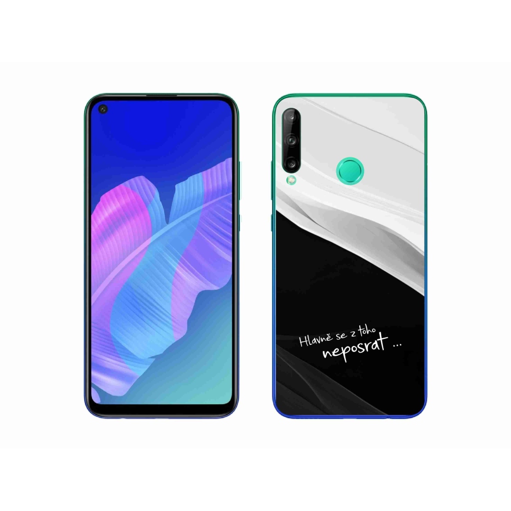 Gél borító mmCase a Huawei P40 Lite E készülékhez - vicces szöveg 13 fekete és fehér háttérrel