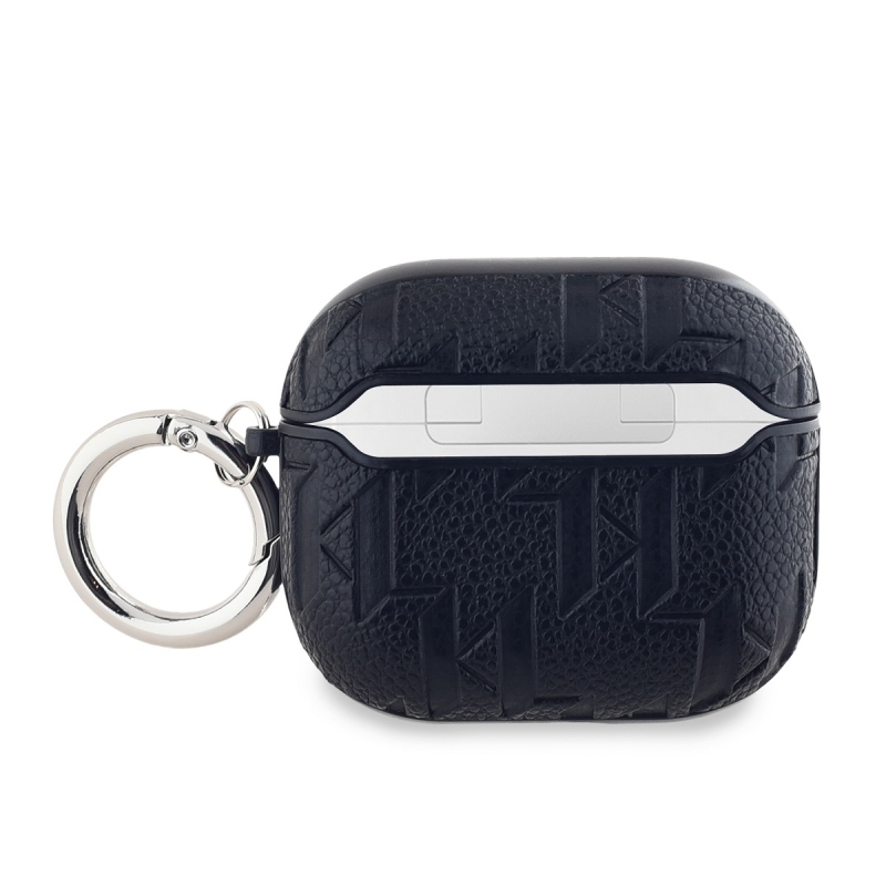 Karl Lagerfeld PU dombornyomott Karl és Choupette fejek tokja AirPods 3 fekete színű készülékhez