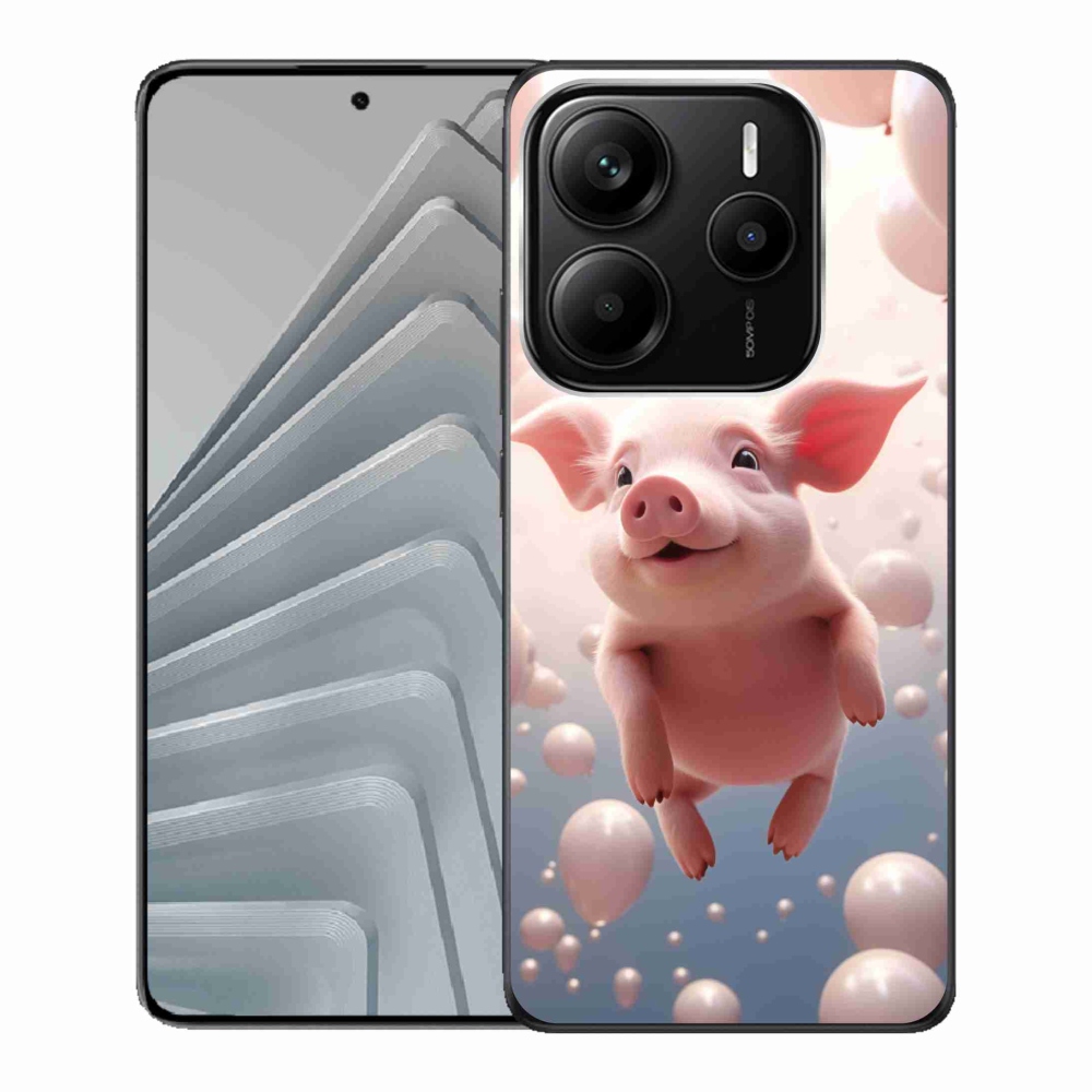 Gél borító mmCase a Xiaomi Redmi Note 14 5G-hez - malac lufikkal