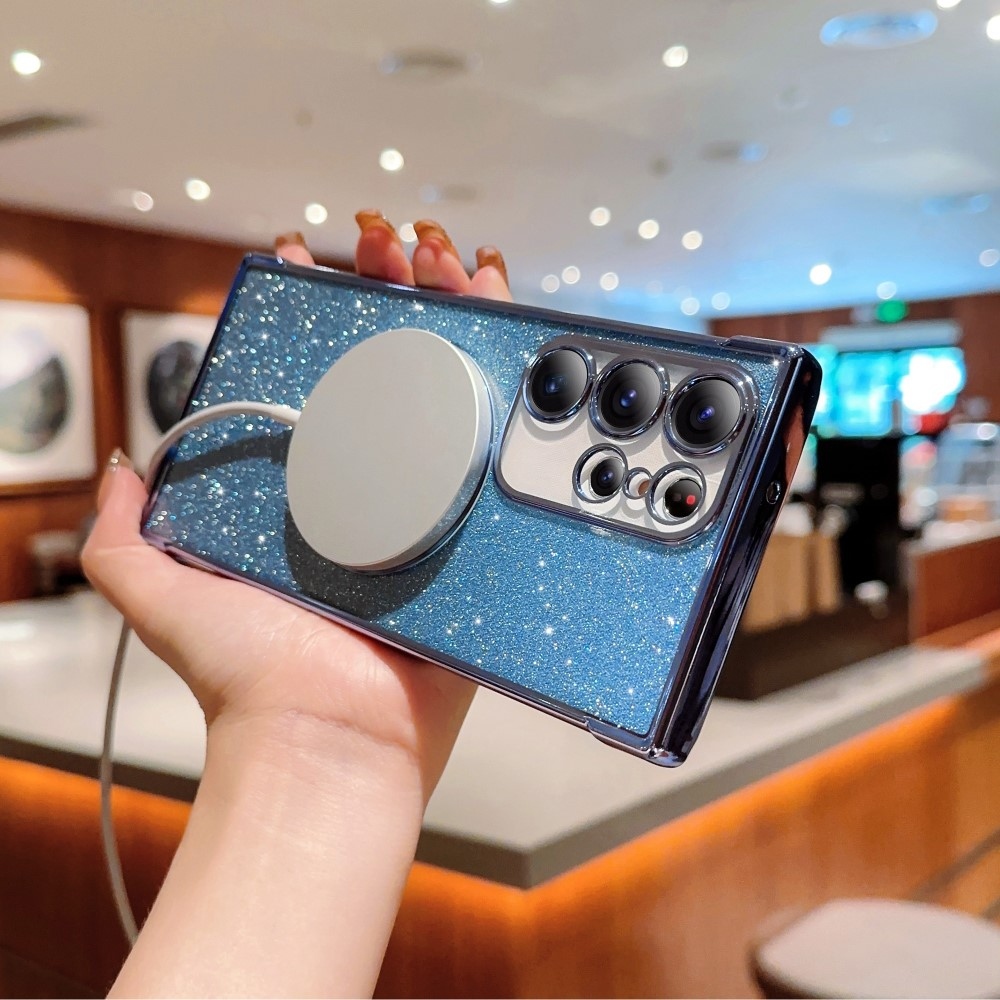 Fokozatos zselés csillogó tok MagSafe támogatással Samsung Galaxy S25 Ultra készülékhez - kék