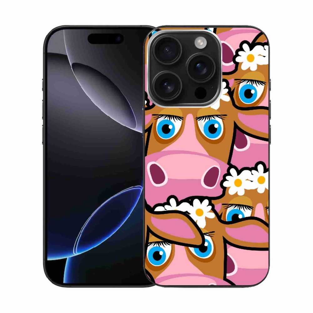 Zselés borítás mmCase iPhone 16 Pro készülékhez - rajzfilmtehenek