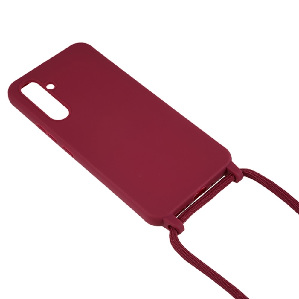 Zsinórral ellátott zselés tok Samsung Galaxy S25 készülékhez - bordó színű