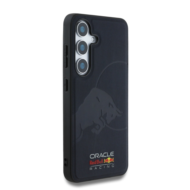 Red Bull bőr hálós, dombornyomott logós MagSafe hátlap Samsung Galaxy S25 készülékhez, sötétkék