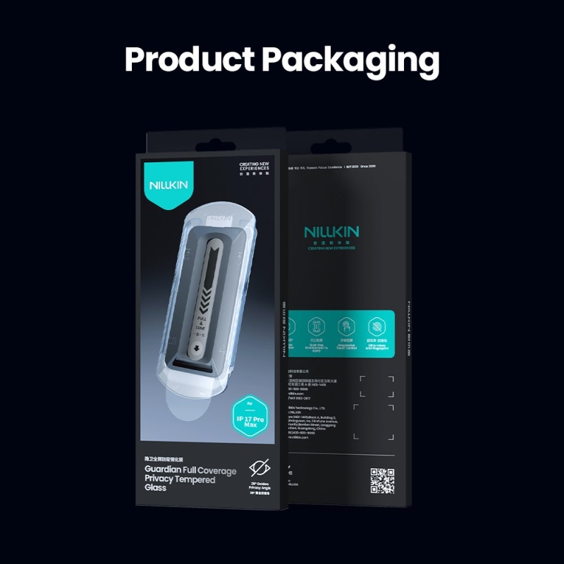 Nillkin Edzett üveg 0.25mm Guardian 2.5D Apple iPhone 17 Pro Max fekete (applikátorral)