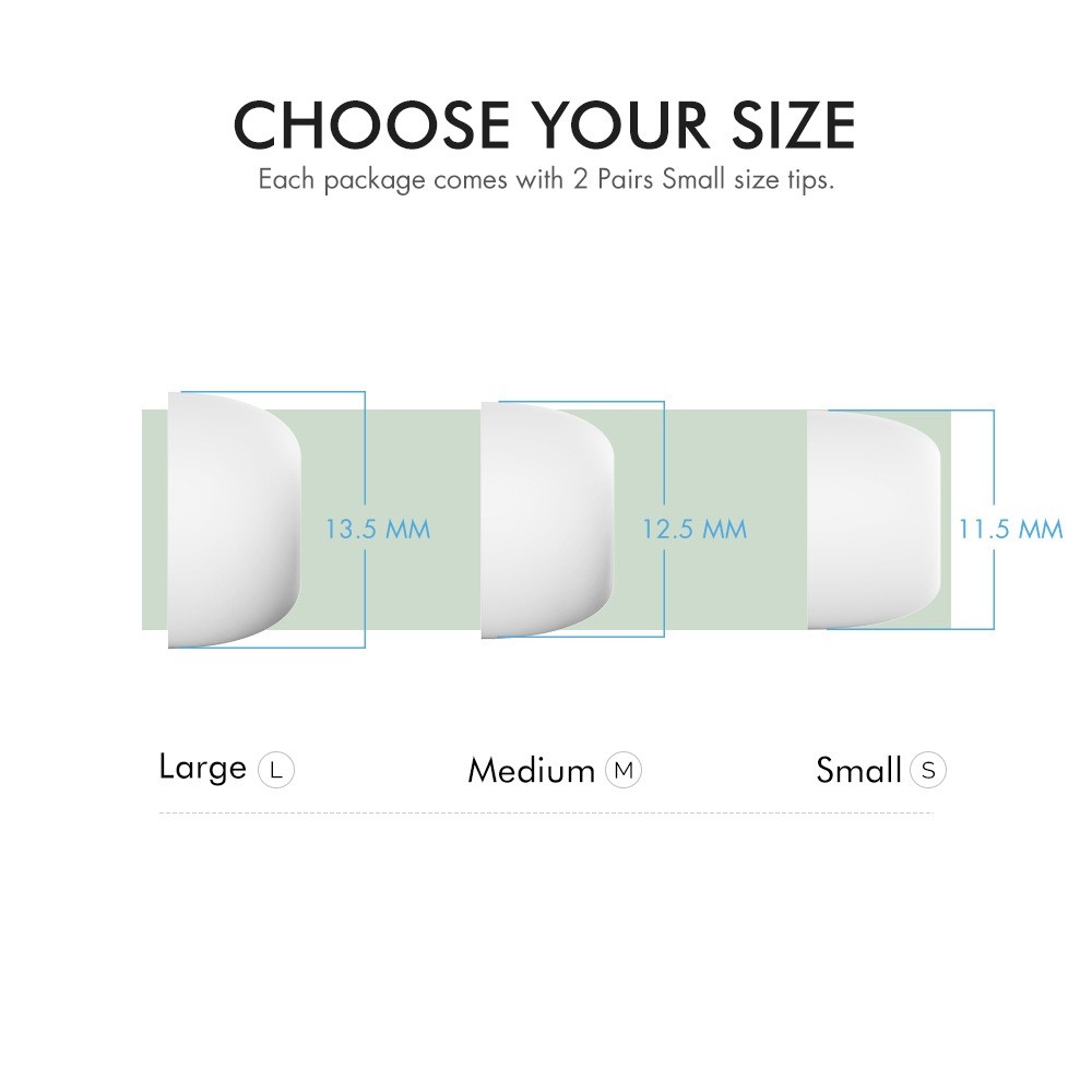 Fehér szilikon fülpárnák, amelyek kompatibilisek az AirPods Pro/Pro 2 készülékkel - S/M/L méret