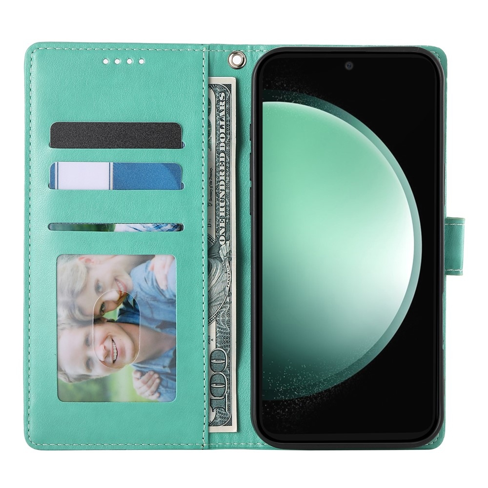 Virágok könyv tok Samsung Galaxy S25 FE készülékhez - kékeszöld színű