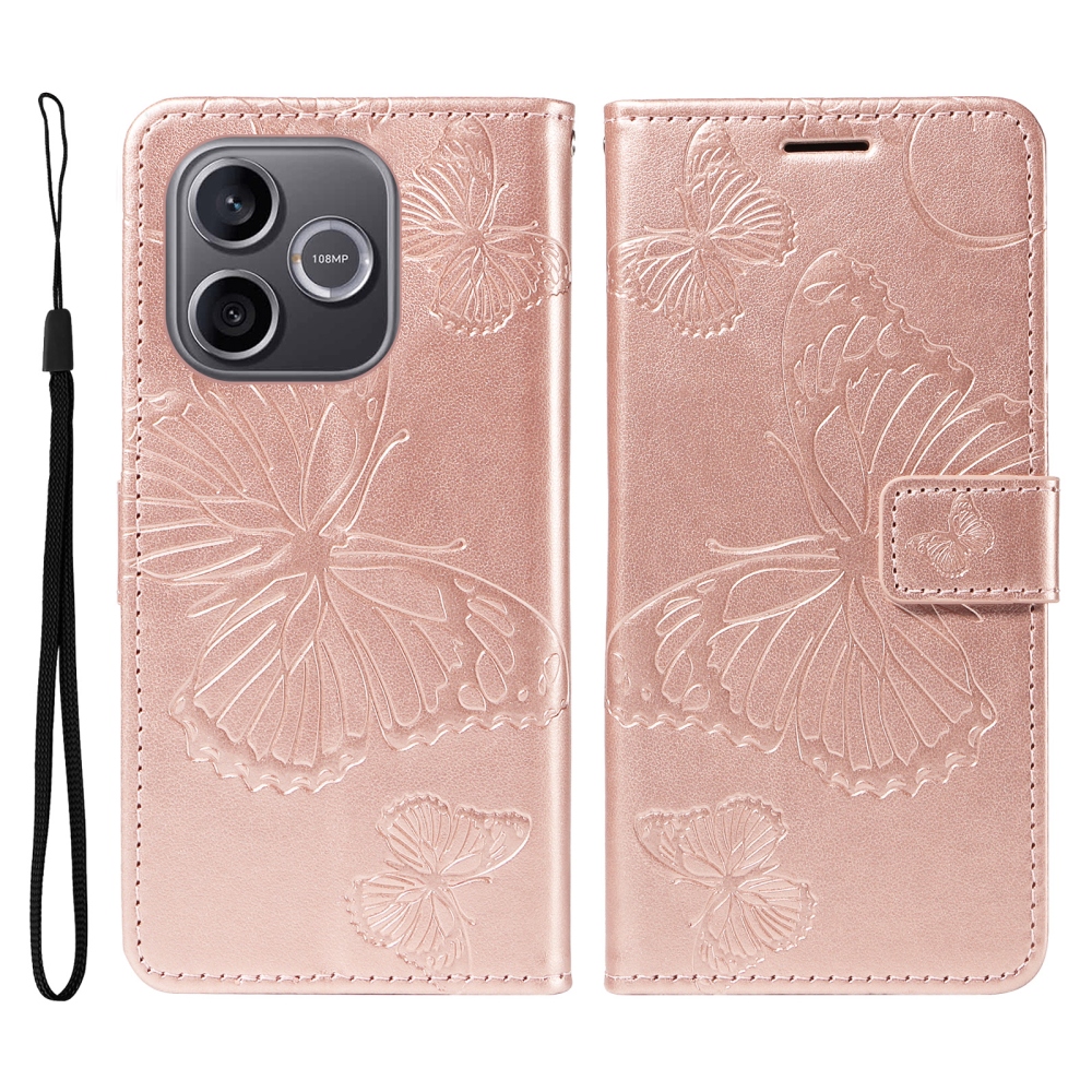 Nagy pillangó könyv tok a Honor 600 Lite 5G-hez - rózsaarany