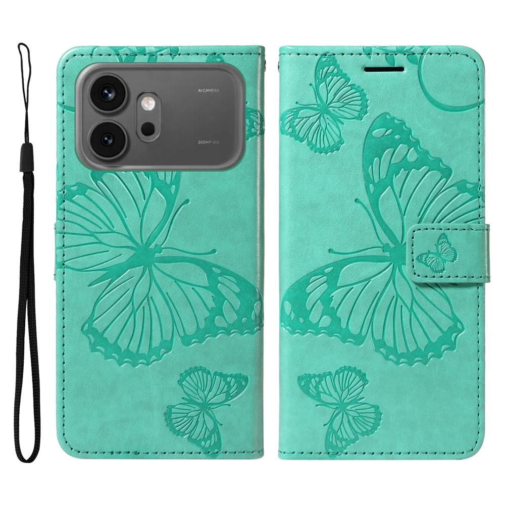 Nagy pillangó könyv tok a Honor 600 Pro 5G/Honor 600 5G számára - teal színű