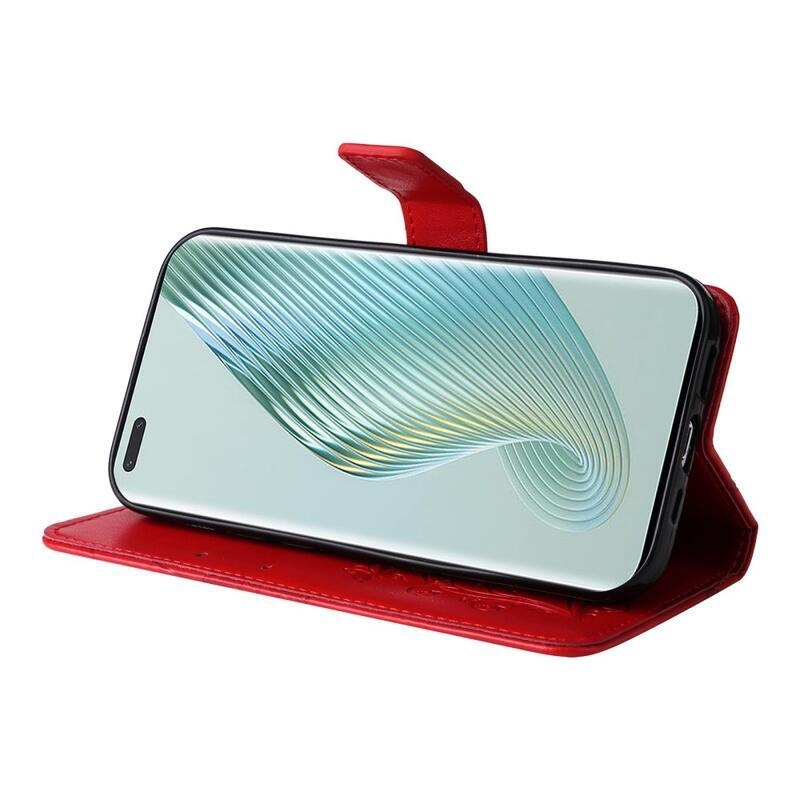 Nagy pillangó könyv tok a Honor Magic 5 Pro 5G számára - piros