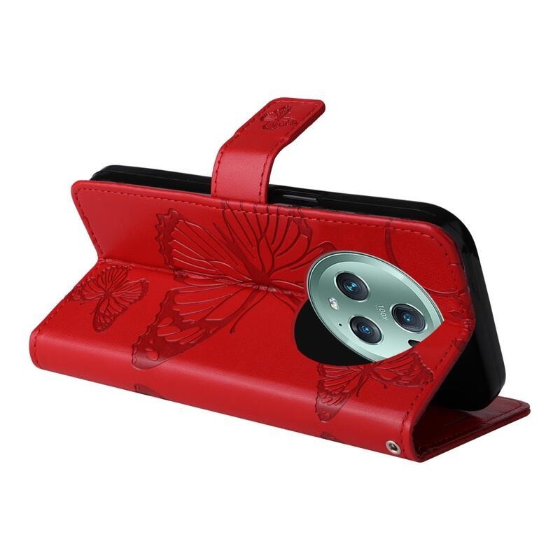 Nagy pillangó könyv tok a Honor Magic 5 Pro 5G számára - piros