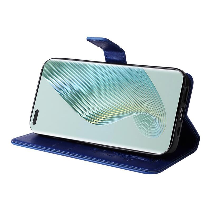 Nagy pillangó könyv tok a Honor Magic 5 Pro 5G számára - kék