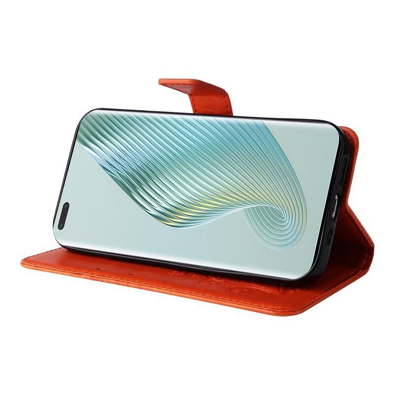 Nagy pillangó könyv tok a Honor Magic 5 Pro 5G számára - narancssárga