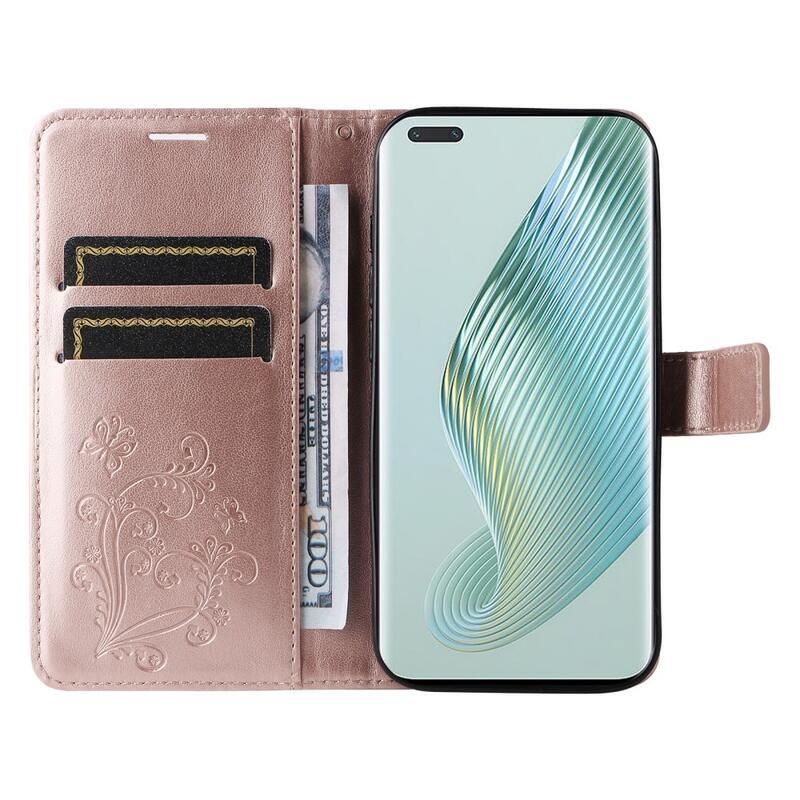 Nagy pillangó könyv tok Honor Magic 5 Pro 5G - rózsa arany