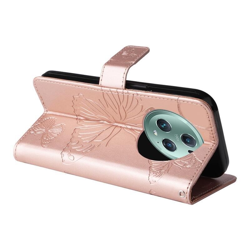 Nagy pillangó könyv tok Honor Magic 5 Pro 5G - rózsa arany