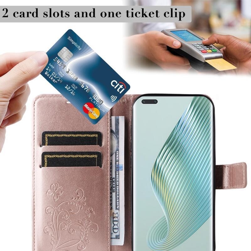 Nagy pillangó könyv tok Honor Magic 5 Pro 5G - rózsa arany