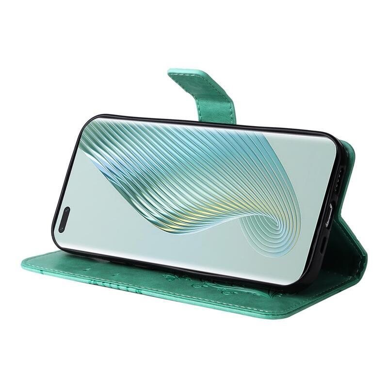Nagy pillangó könyv tok a Honor Magic 5 Pro 5G számára - zöld