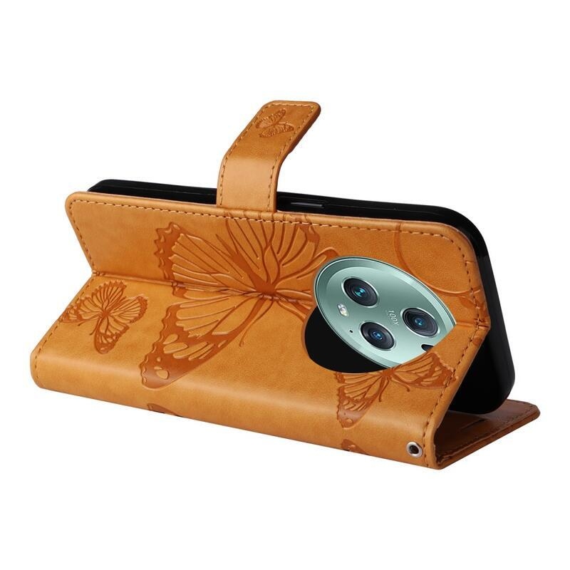 Nagy pillangó könyv tok a Honor Magic 5 Pro 5G számára - sárga