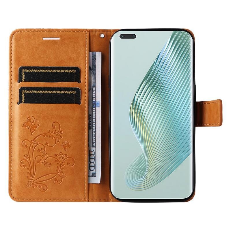 Nagy pillangó könyv tok a Honor Magic 5 Pro 5G számára - sárga