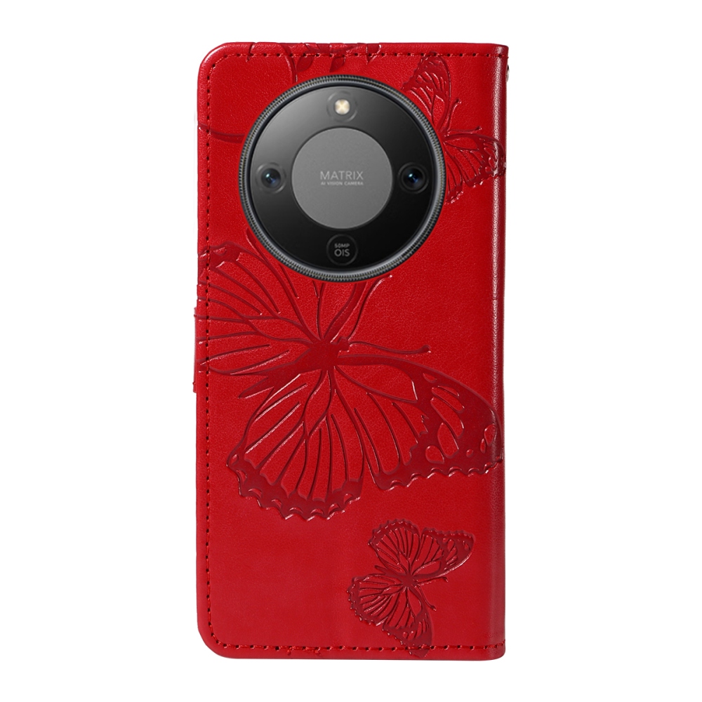 Nagy pillangó könyv tok a Honor Magic 8 Lite 5G számára - piros