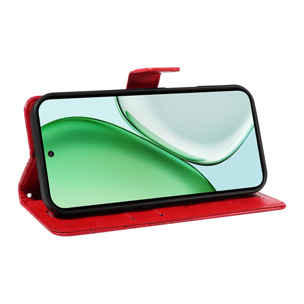 Nagy pillangó könyv tok a Honor Magic 8 Lite 5G számára - piros