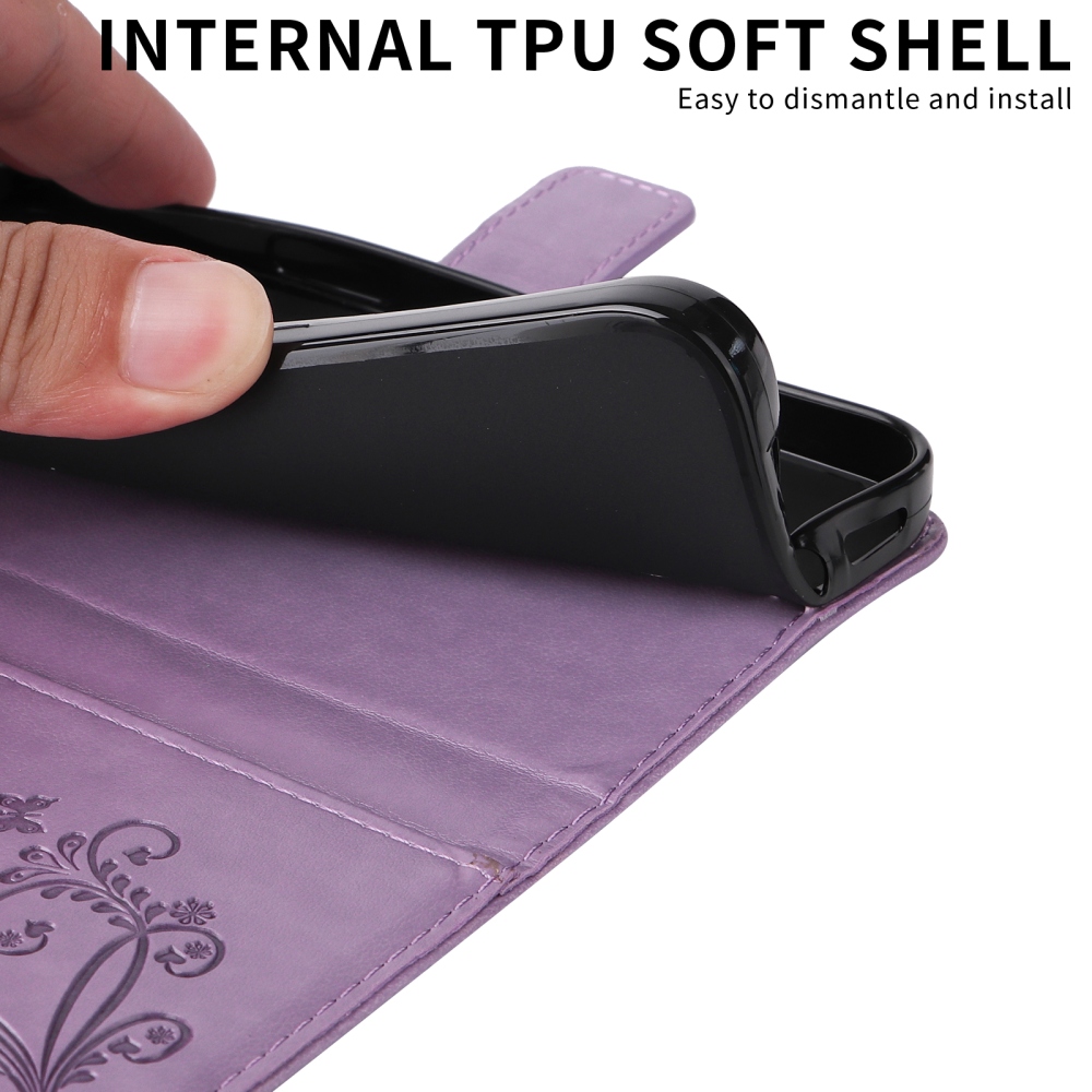 Nagy pillangó könyv tok a Honor Magic 8 Lite 5G számára - világos lila