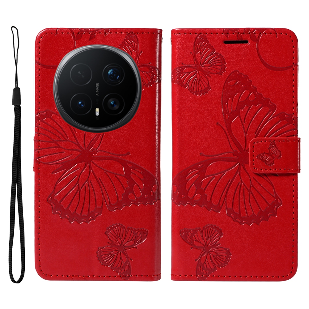 Nagy pillangó könyv tok a Honor Magic 8 Pro 5G számára - piros