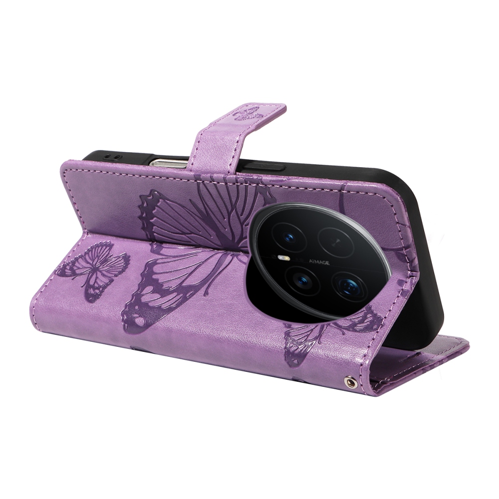 Nagy pillangó könyv tok a Honor Magic 8 Pro 5G számára - lila