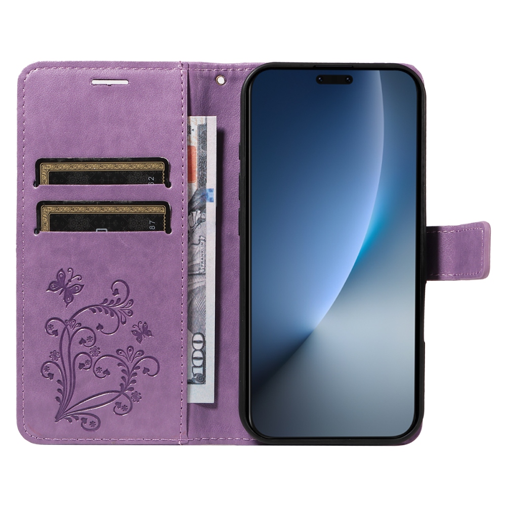 Nagy pillangó könyv tok a Honor Magic 8 Pro 5G számára - lila