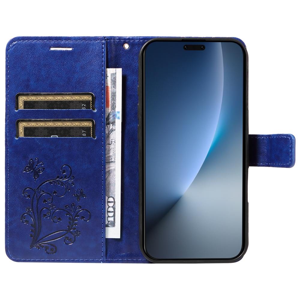 Nagy pillangó könyv tok a Honor Magic 8 Pro 5G számára - kék