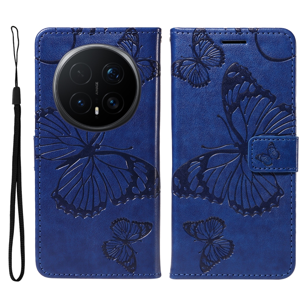 Nagy pillangó könyv tok a Honor Magic 8 Pro 5G számára - kék
