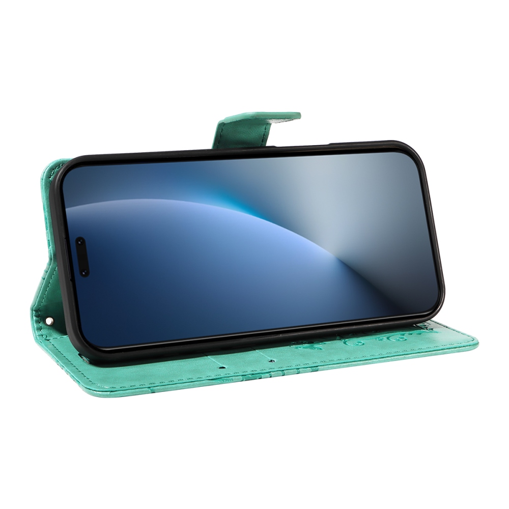 Nagy pillangó könyv tok a Honor Magic 8 Pro 5G számára - teal színű