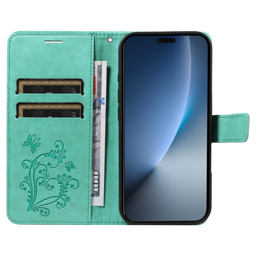 Nagy pillangó könyv tok a Honor Magic 8 Pro 5G számára - teal színű