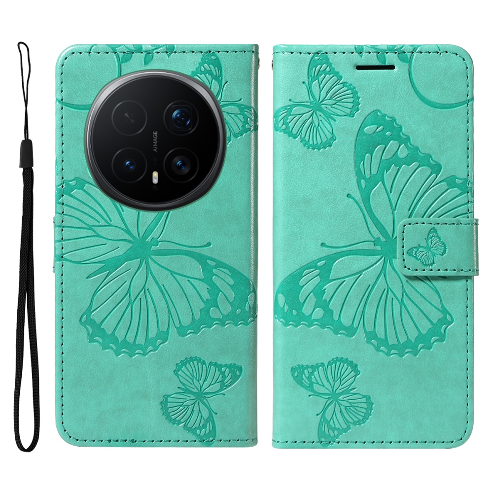 Nagy pillangó könyv tok a Honor Magic 8 Pro 5G számára - teal színű