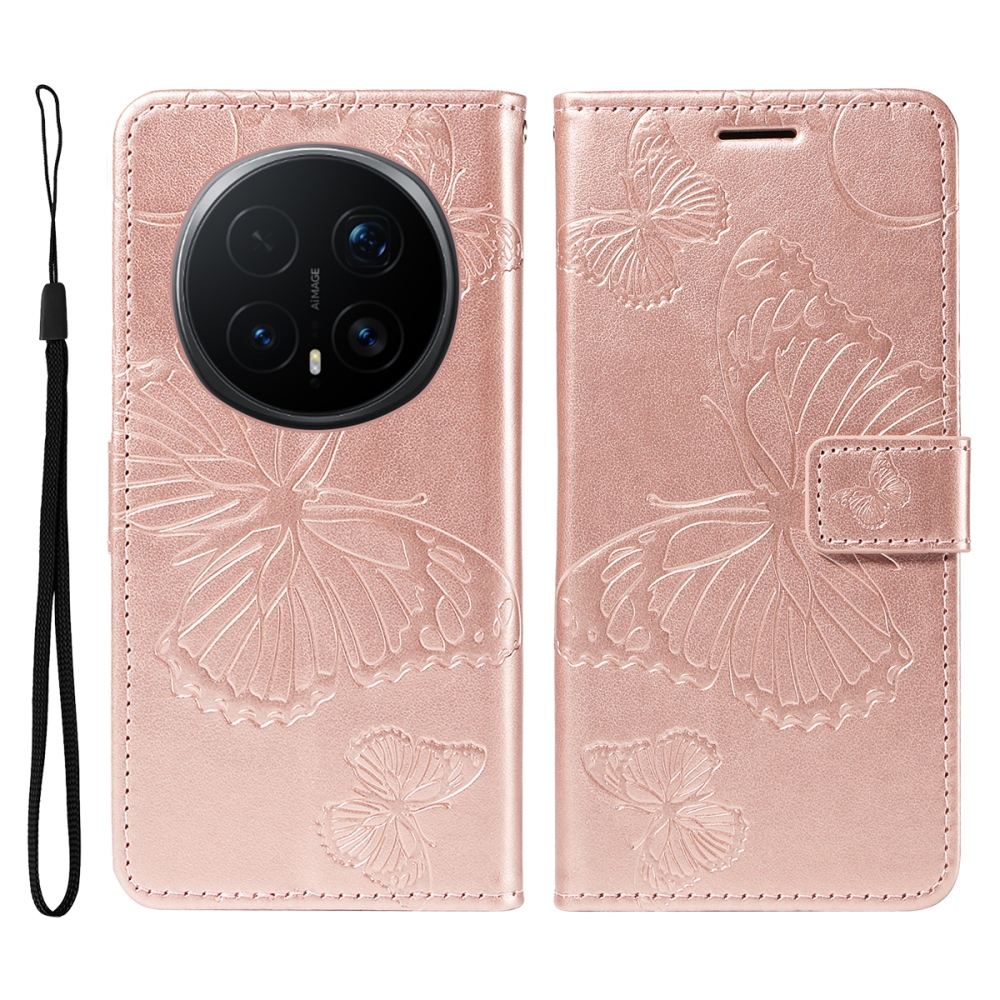 Nagy pillangó könyv tok a Honor Magic 8 Pro 5G számára - rózsaarany színben