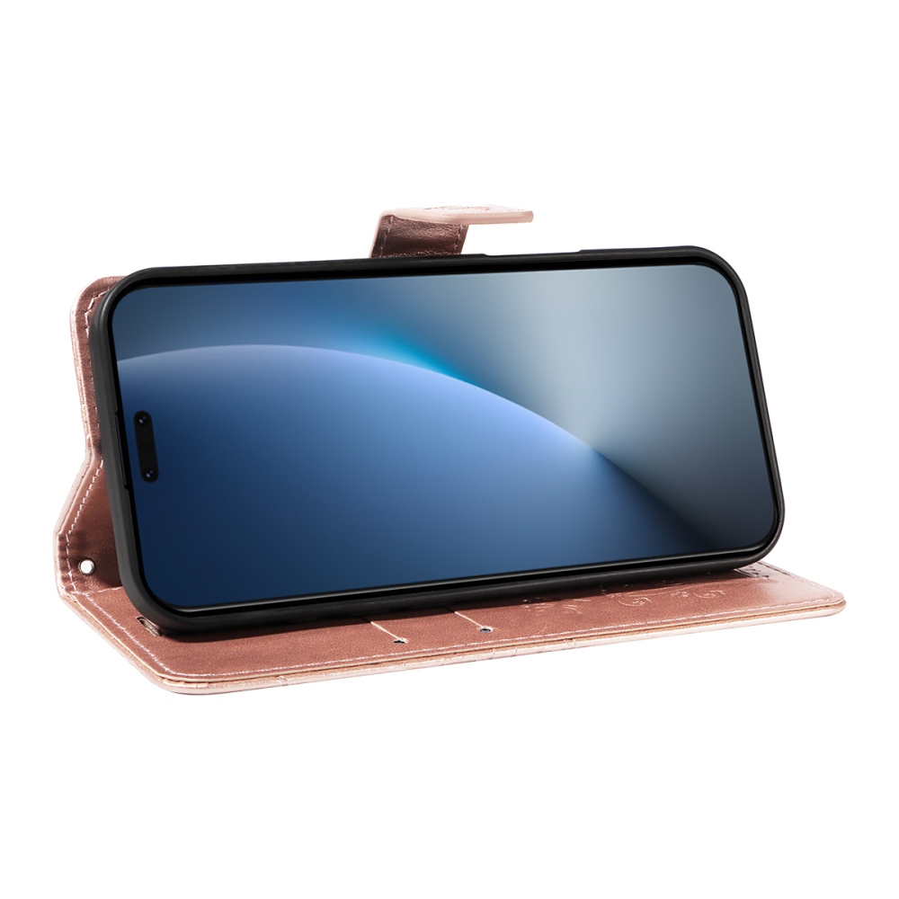 Nagy pillangó könyv tok a Honor Magic 8 Pro 5G számára - rózsaarany színben