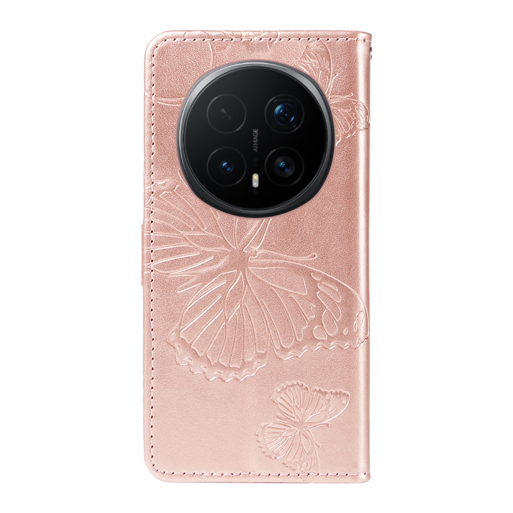 Nagy pillangó könyv tok a Honor Magic 8 Pro 5G számára - rózsaarany színben