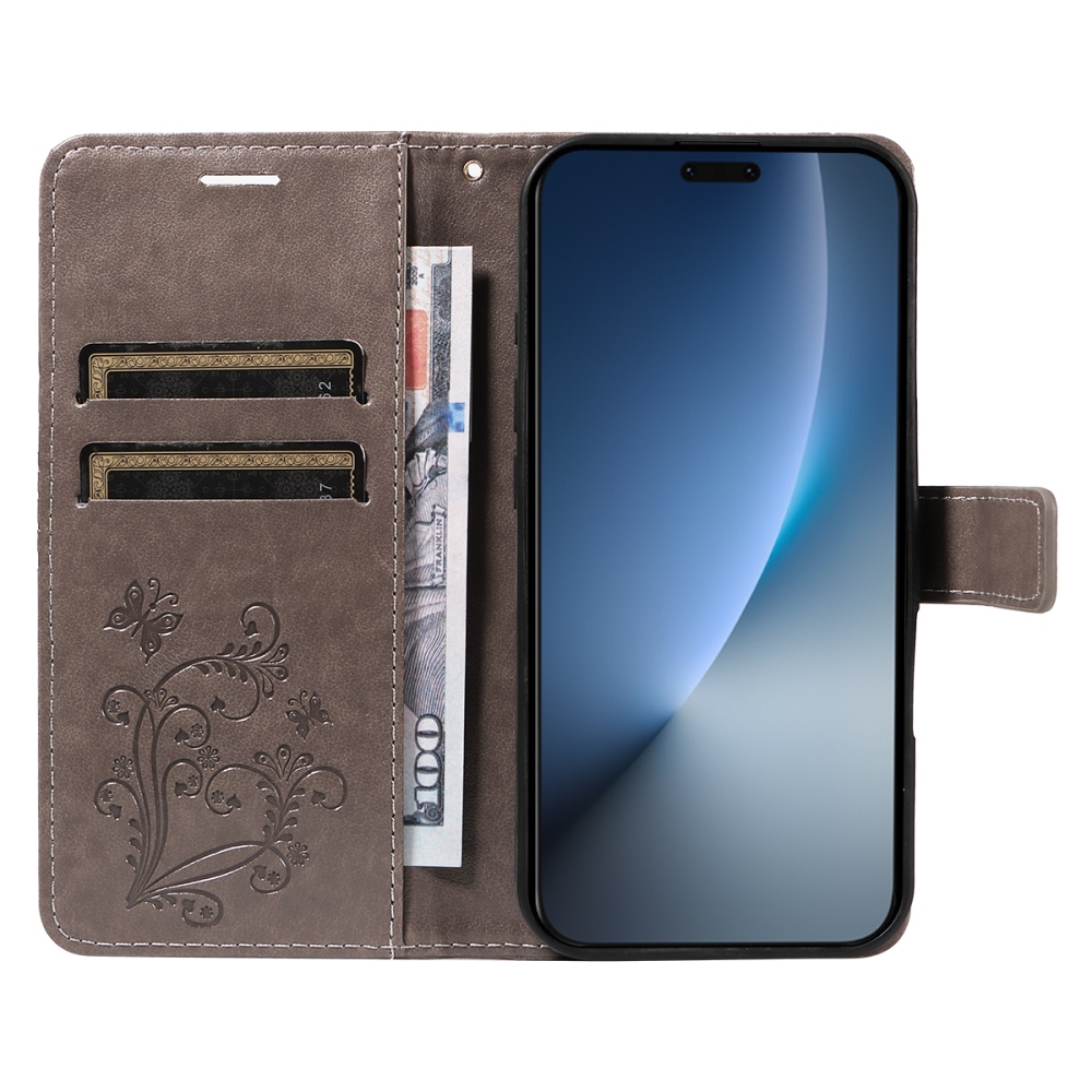 Nagy pillangó könyv tok a Honor Magic 8 Pro 5G számára - szürke