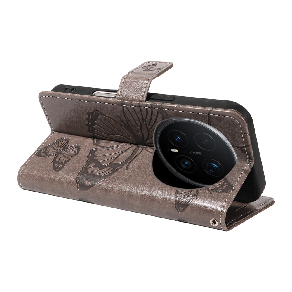 Nagy pillangó könyv tok a Honor Magic 8 Pro 5G számára - szürke