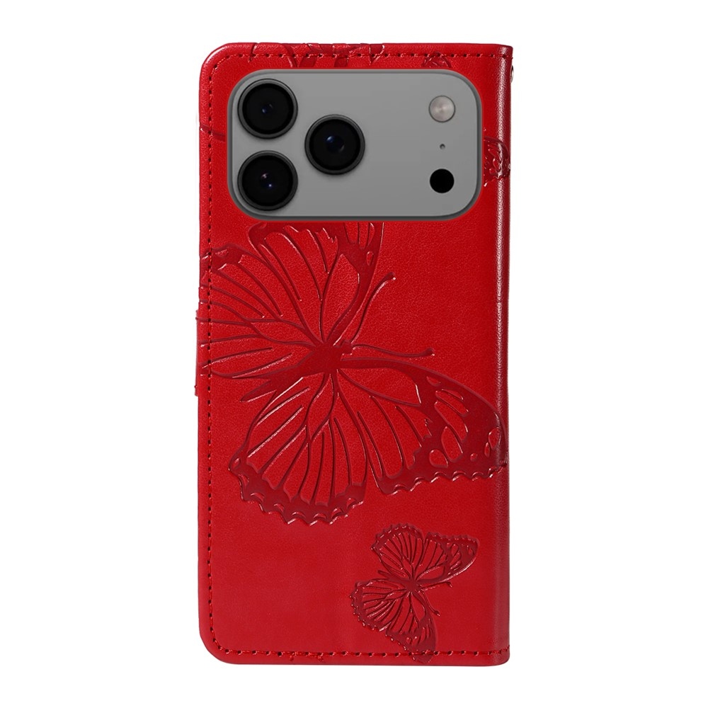 Big Butterfly könyvformájú tok iPhone 18 Pro Max/17 Pro Max-hoz – piros
