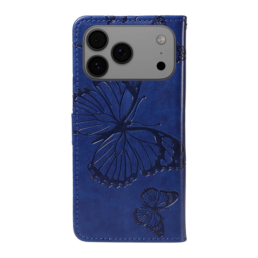 Big Butterfly könyvformájú tok iPhone 18 Pro Max/17 Pro Max-hoz – kék