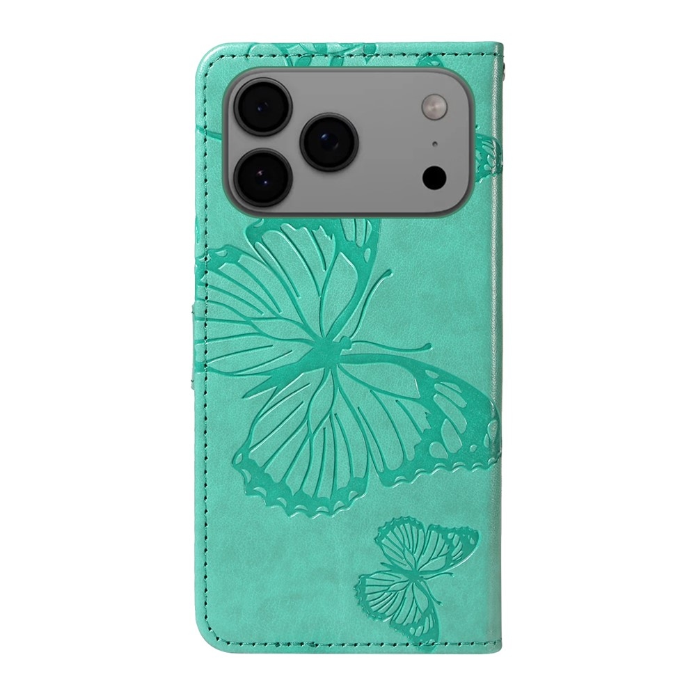Big Butterfly könyvformájú tok iPhone 18 Pro Max/17 Pro Max-hoz – kék-zöld