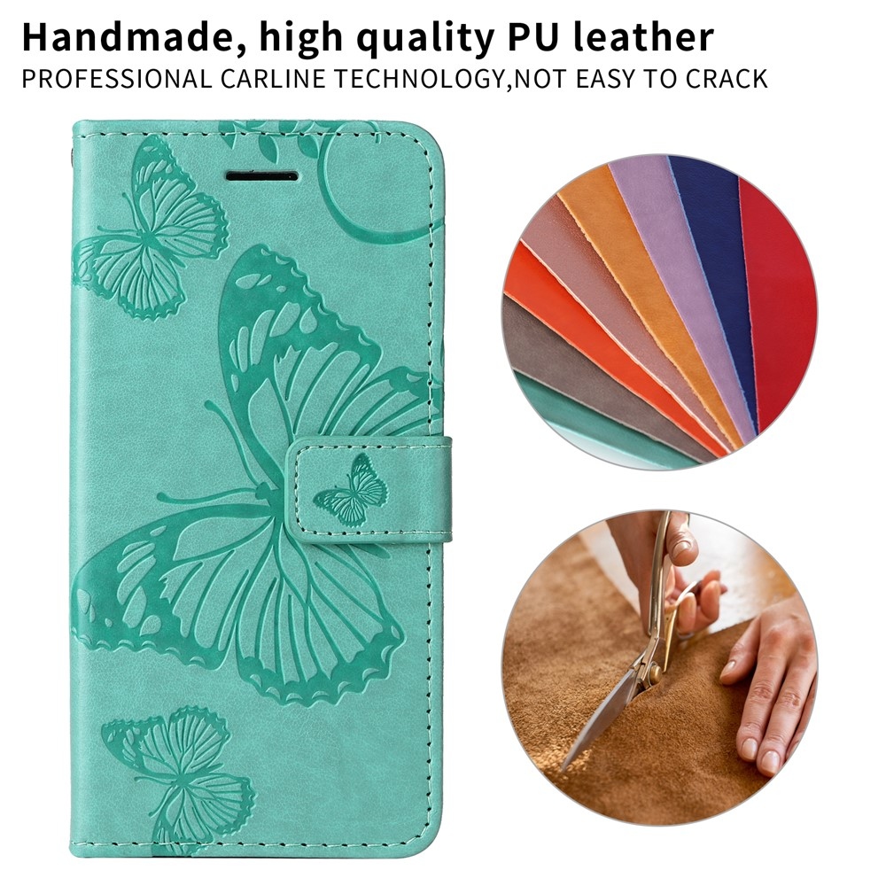 Big Butterfly könyvformájú tok iPhone 18 Pro Max/17 Pro Max-hoz – kék-zöld