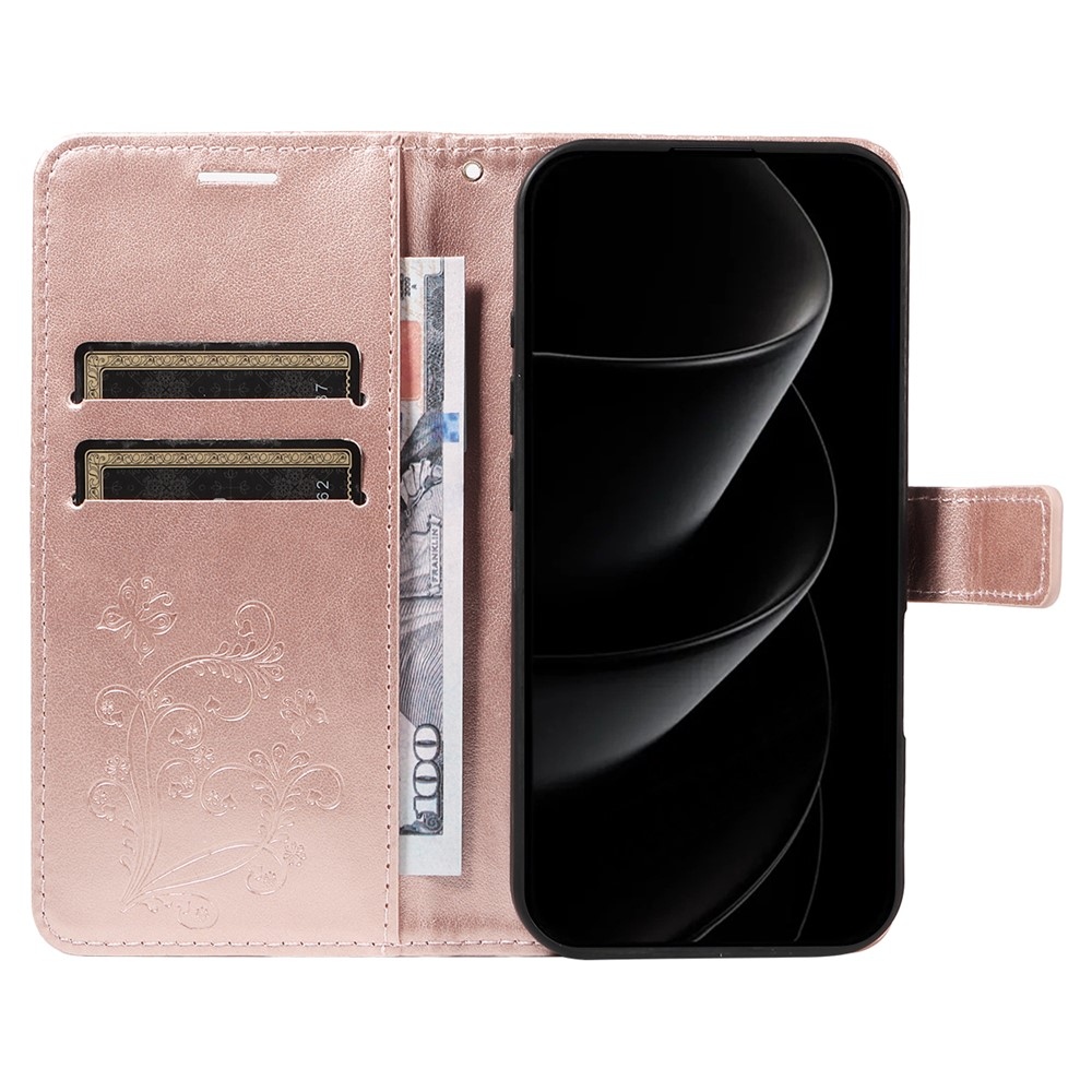 Big Butterfly könyvformájú tok iPhone 18 Pro Max/17 Pro Max készülékekhez – rózsaszín-arany