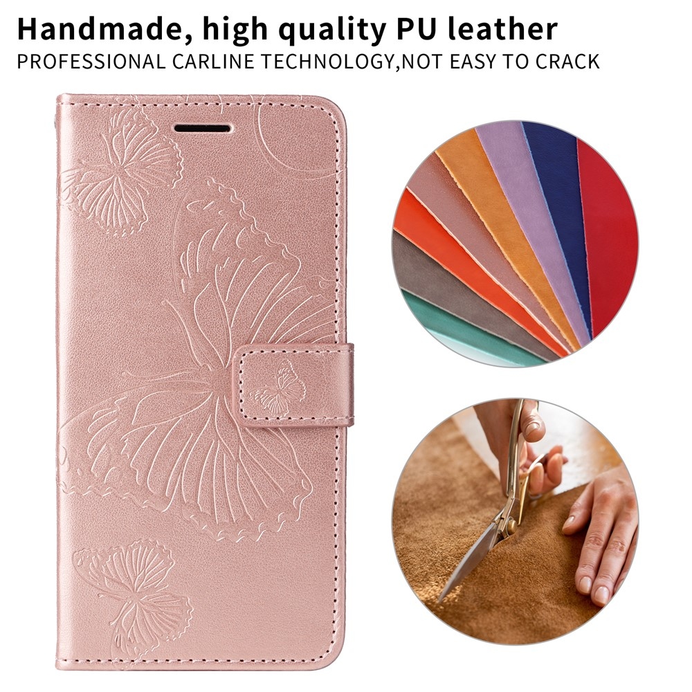 Big Butterfly könyvformájú tok iPhone 18 Pro Max/17 Pro Max készülékekhez – rózsaszín-arany