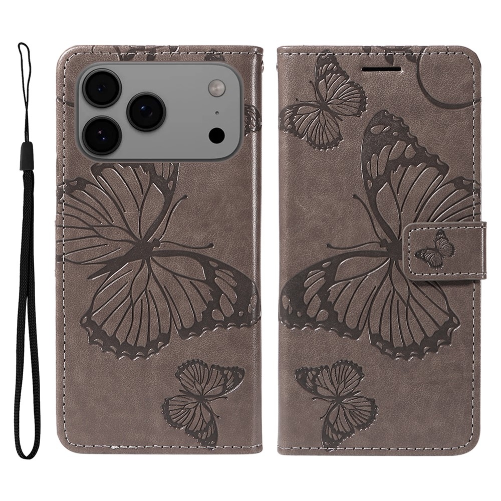 Big Butterfly könyvhátlap az iPhone 18 Pro Max/17 Pro Max készülékhez – szürke
